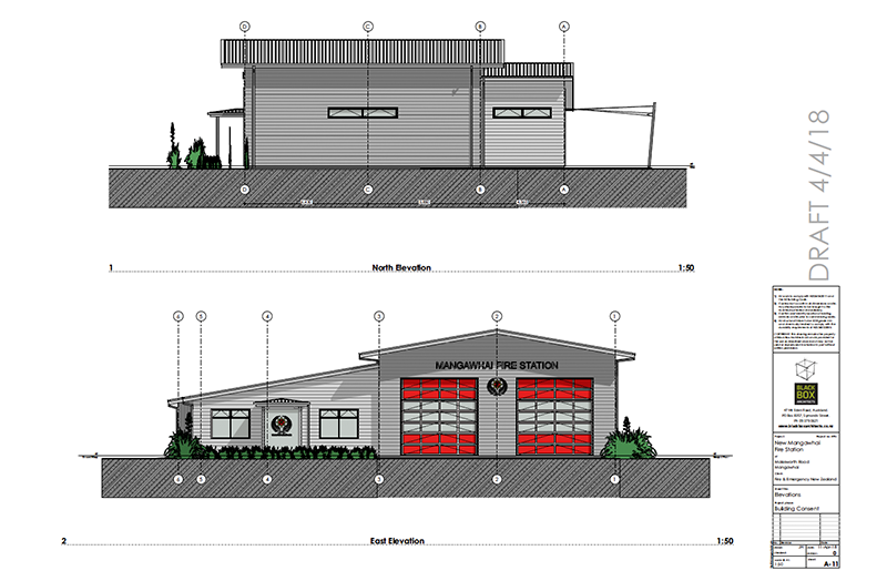 mangawhai fire station-north elevation planning and design